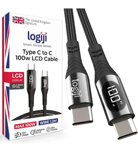 100W Type-C to Type-C Dijital LED Ekranlı Göstergeli Hızlı Şarj Kablosu E-Mark Çipli, Dayanıklı Örgülü, 1.2m, USB-C PD 3.0, iPhone 15 16,17 Xiaomi Telefon, Macbook Tablet ile Uyumlu