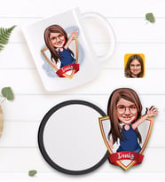 BK Gift Kişiye Özel Kız Çocuk Karikatürlü Beyaz Kupa ve Ahşap Bardak Altlığı Hediye Seti-4