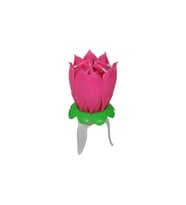 Doğum Günü Mumu Müzikli Açılır (Çiçek Mum)  Pembe