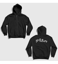 Presmono Unisex Siyah No Future Ulrich Nielsen Dark Sırt Baskılı Fermuarlı Kapüşonlu Sweatshirt 533330tt