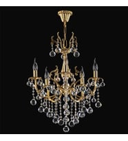 Avize Çarşısı, Tila 5 Kollu, Kristal Taşlı, Gold Renk Metal Gövde, Sarkıt Avize, BS.0158-58-05 Z