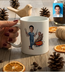 Kişiye Özel Karikatürlü Erkek Diş Hekimi Kupa Bardak Tıp Bayramı Hediyesi