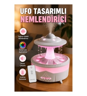 350 ML UFO Tasarımlı Hava Nemlendirici – Ultrasonik, Yağmur Efektli ve Renkli Işıklı