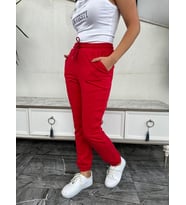  Kadın Beli Lastikli Basic Düz Geniş Bol Paça Eşofman Altı
