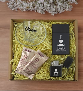 BK Gift Kişiye Özel İsimli DTF Baba Temalı Cam Kahve Fincanı & Türk Kahvesi & Sigara Kutusu & Çakmak Hediye Seti-1, Babaya Hediye, Babalar Günü Hediyeleri