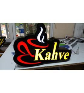 Kahve Yazılı Tabela 3D Led Neon Etkili Işıklı Tabela 30X45 CM Tek Taraflı