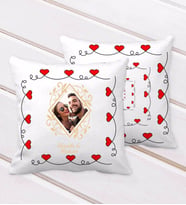 BK Gift Kişiye Özel İsimli Fotoğraflı Kurdela Kalp Desenli Dekoratif Kırlent Yastık-1 (Beyaz)