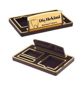 Diş Hekimlerine Özel Masa Üstü Ahşap Masa Üstü İsimlik