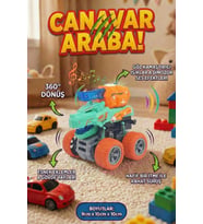 Işıklı Ve Sesli Dinozor Canavar Kamyon - 360° Dönen Sürtmeli Akrobasi Arabası - Oyuncak Araba