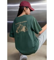 Unisex Arid Mountain Baskılı T-shirt (Yeşil)