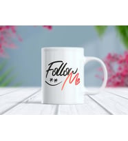 Follow Me Yazılı Sosyal Medya Temalı Kupa Bardak (Beyaz)