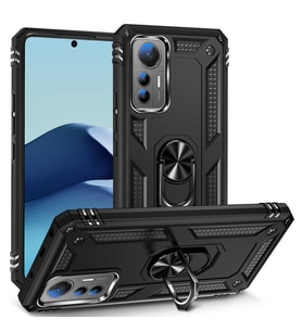 Xiaomi Mi 12 Lite Kılıf Zore Vega Yüzüklü Standlı Zırh Kılıf (Siyah)