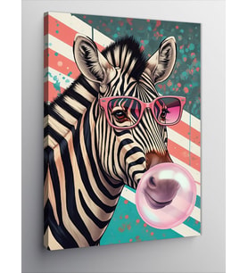 Kanvas Tablo Sakız Çiğneyen Zebra