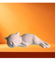 Dekoratif Kedi Obje, Taş Tozu Ham Beyaz El Yapımı, Ev Dekoru, Masa Dekoru, Biblo