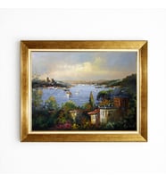 Tablore Klasik İstanbul Boğazı Ve Deniz Manzaralı Yağlı Boya Dokulu Çerçeveli Tablo