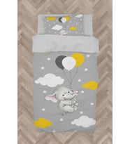 MEKTA HOME BEBEK VE ÇOCUK ODASI Tatlı Fil ve 3 Balon Desenli Nevresim Takımı