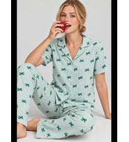Night Yeşil Kadın Desenli Rahat Pijama Takımı 4800