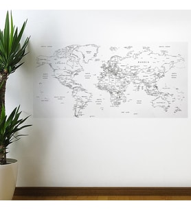 Yazılabilir Dünya Haritası Manyetik Duvar Stickerı 110 x 56 cm (5343)