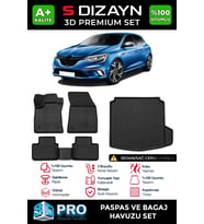 S-Dizayn Renault Megane 4 Sedan 3D Pro Havuzlu Paspas ve Sağ Kulak Paspas Bagaj Havuzu Seti (2'li SET) 2016-2021 A+ Kalite