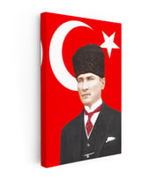 Dikey Kanvas Tablo Atatürk Türk Bayrağı Temalı Atatürk Tablosu Ev Ofis Duvar Dekoru