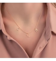 Kişiye Özel Üç Harfli İsim Rose Gümüş Kolye