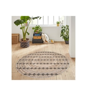Eliana Home Baskılı, Yıkanabilir Kaymaz Taban Yuvarlak Halı LNA7069-SD354 120x120 cm (Kahverengi)
