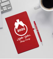  Yılbaşı Hediyesi Kırmızı Defter & Kalem Seti  (Beyaz)