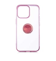 Apple iPhone 13 Pro Kılıf Kenarları Renkli Yüzüklü Manyetik Silikon (Rose)