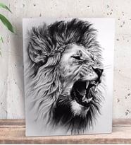 BK Gift Lion Tasarımlı Dekoratif Mini Kanvas Tablo 15x20cm-1