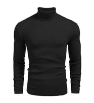 Siyah Unisex Tam Balıkçı Yaka Triko Kazak