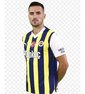 2023/2024 Yeni Sezon Dusan Tadiç Çubuklu Yetişin Futbol Taraftar Forma 5 yıldızlı otokoç (Sarı-Lacivert)