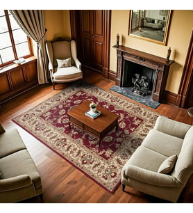 Bordo Halı Dijital Baskılı Klasik Stil Çiçekli Salon Halısı Kaymaz Tabanda Konforlu Seçenek