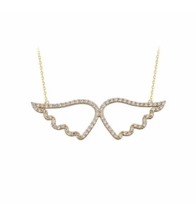 Altın Melek Kanadı Kolye 14K Gold (Çok Renkli)