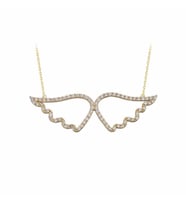 Altın Melek Kanadı Kolye 14K Gold (Çok Renkli)