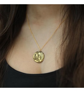 Kişiye Özel 925 Ayar Gümüş Koi Balığı Yin Yang Tasarım Kolye (Gold)