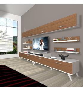 Decoraktiv Ekoflex 360Y Slm Retro Tv Ünitesi Tv Sehpası - Beyaz Ceviz (Beyaz - Ceviz)
