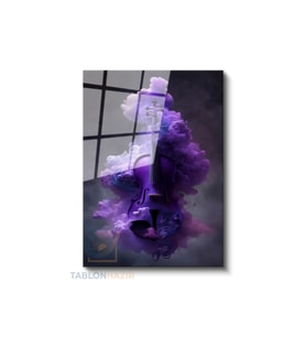 Dikey Cam Tablo Salon Duvar Tablosu Dikey Cam Violin Mor Yeni Ev Hediyesi Ofis Tablosu