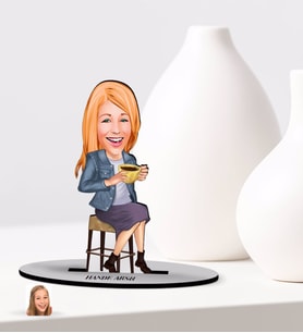 BK Gift Kişiye Özel Kadın Karikatürlü Ahşap Biblo Model-107