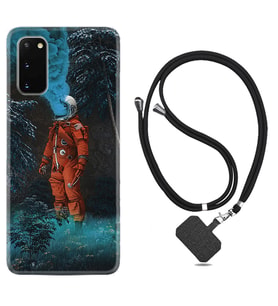 Samsung A02S A03S A10 A12 A13 A21S A22 Kılıf Boyun Askılı Silikon Astronot Smoke 1769