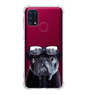 PrintiFy Samsung Galaxy M31 Uyumlu Köpek 3 Baskılı Şeffaf Köşe Korumalı Antişok Kılıf