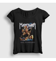 Presmono Kadın Siyah Hail To England Manowar T-Shirt 63640tt