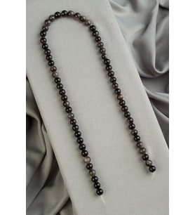 Silver Obsidyen Doğal Taş Parlak Küre Kesim 6mm Dizi [AA]