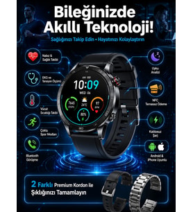 Çift Kordonlu Yüksek Çözünürlüklü Akıllı Saat Uyku İzleyici & Spor Modları