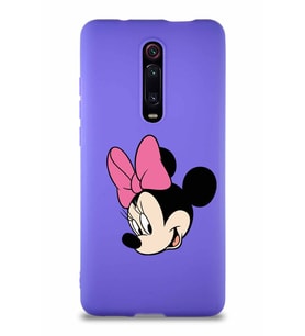 Xiaomi Mi 9T Pro Soft Premier Kapak Minnie Mouse-B Tasarımlı Silikon Kılıf - Mor (Şeffaf)