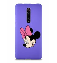 Xiaomi Mi 9T Pro Soft Premier Kapak Minnie Mouse-B Tasarımlı Silikon Kılıf - Mor (Şeffaf)