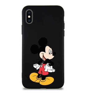 Apple iPhone X Soft Premier Kapak Mickey Mouse-D Tasarımlı Silikon Kılıf - Siyah (Şeffaf)