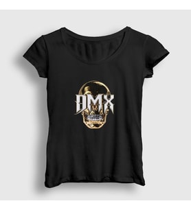 Presmono Kadın Siyah Skull Dmx T-Shirt 225628tt