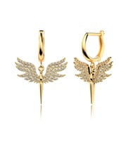 Beyaz Taşlı Melek Altın Kaplama Gümüş Küpe