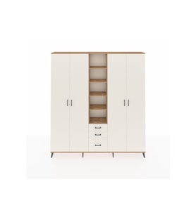 Arges Gardrop 17 Raflı 3 Çekmeceli 4 Kapaklı 220x30x243 Çam-Aytaşı