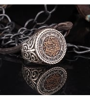 925 Ayar Gümüş Hz Süleyman Mührü Model Yüzük (Gri)